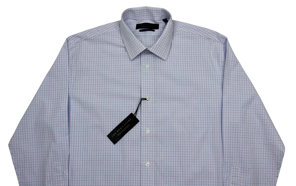 Men's Store Bloomingdale's Dress Shirt Mens 17 32/33 Blue Lavander Regular Fit